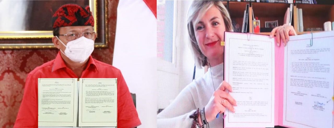 podiumnews.com-Gubernur Koster-Christian Dior Tandatangani Kerjasama Promosi Endek Bali